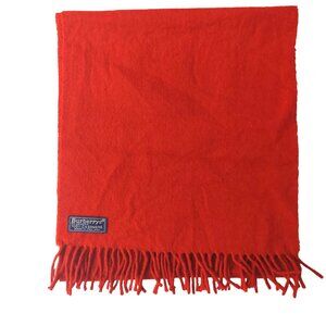 Vintage Burberry Red Embroidered Prorsum Logo 100% Cashmere Scarf Scarves